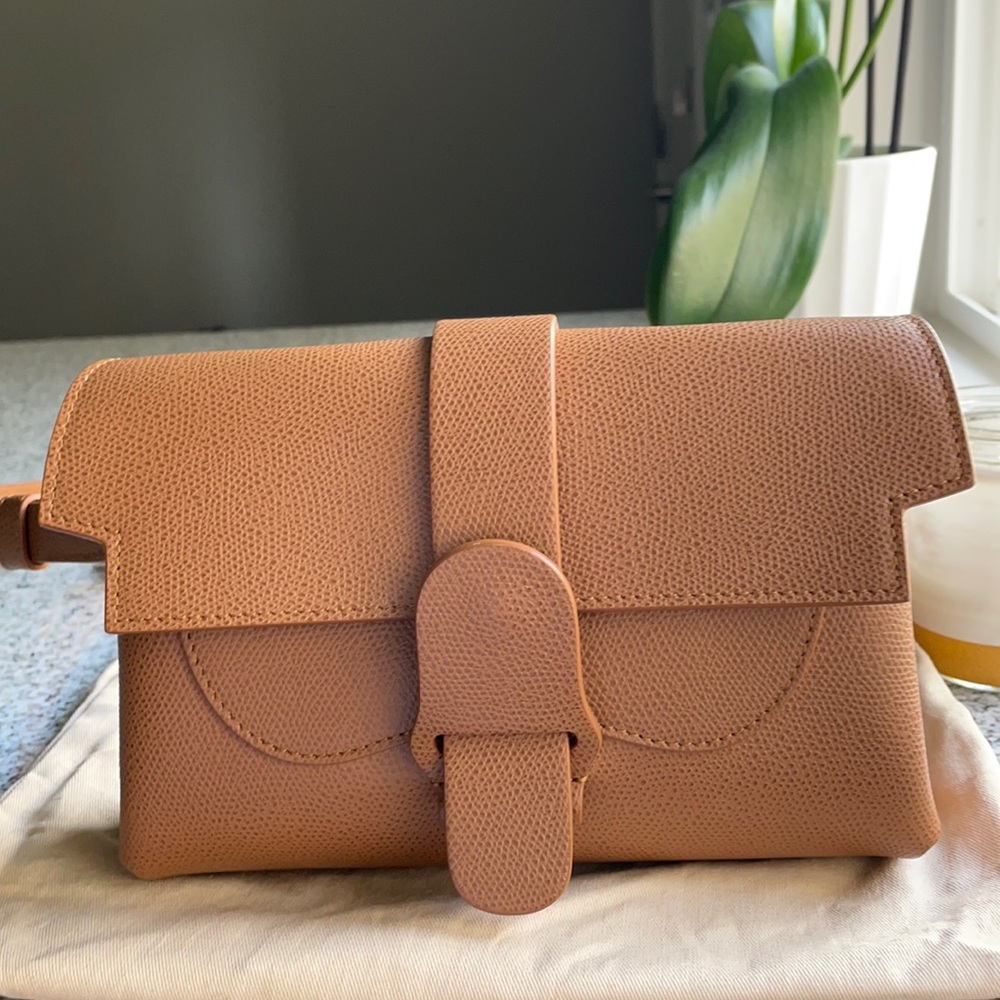 SOLD Senreve Aria Pebbled Leather Belt Bag Chesnut + Gold
